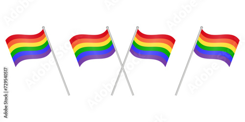 LGBT Pride Month. Rainbow Flag or LGBTQ Pride Flag. Gay, Lesbian, Bisexual and Transgender Community. Vector Illustration. 