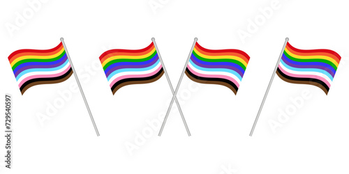 LGBT Pride Month. Rainbow Flag or LGBTQ Pride Flag. Gay, Lesbian, Bisexual and Transgender Community. Vector Illustration. 