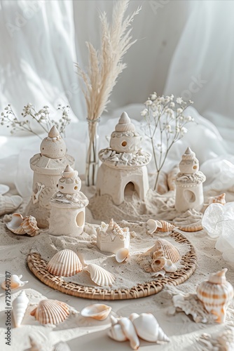 Obraz na płótnie Wedding decoration with marshmallows in the shape of a snowman w salonie