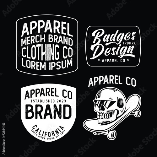 set of skateboard badges design, vintage emblem design, editable text