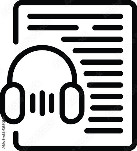 Audio text book icon outline vector. Written record. System student