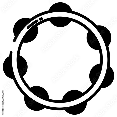 Tambourine glyph and line vector illustration