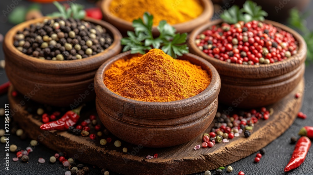 Aromatic herbs and spices enhancing the flavors of nourishing dishes