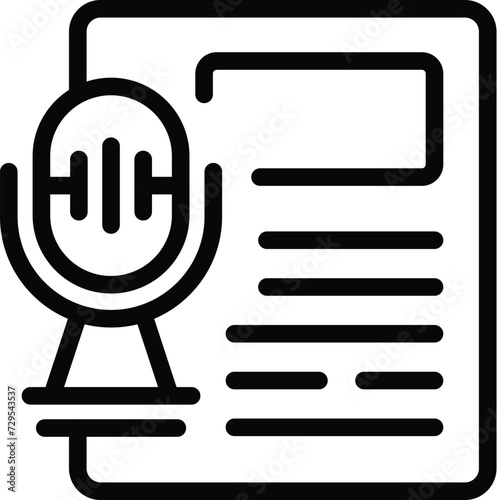 Mic text ai icon outline vector. Audio transcribe. Record vocal system