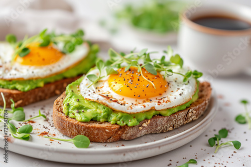 Avocado Egg Sandwiches and coffee for healthy breakfast