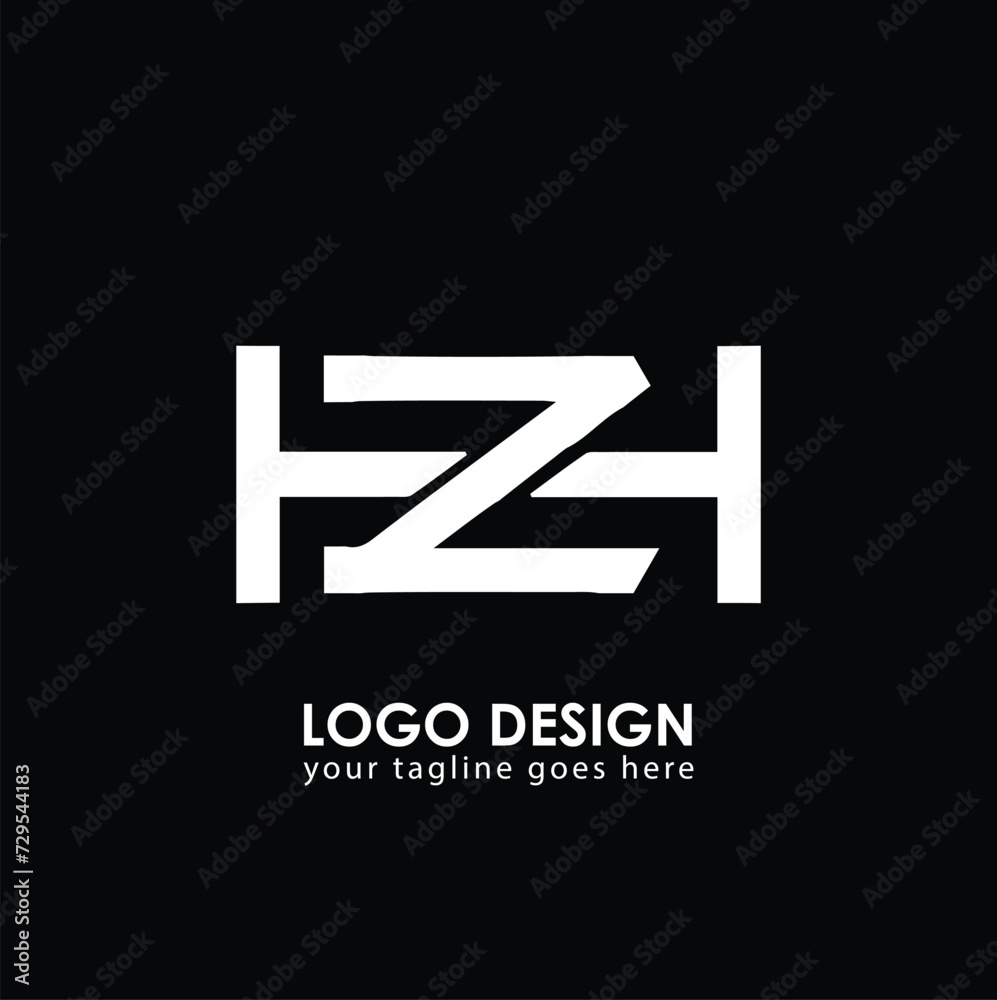 HZ ZH Logo Design, Creative Minimal Letter ZH HZ Monogram
