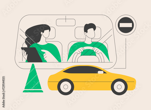 Driving lessons abstract concept vector illustration.