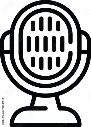 Microphone transcription icon outline vector. Audio career. Text slender