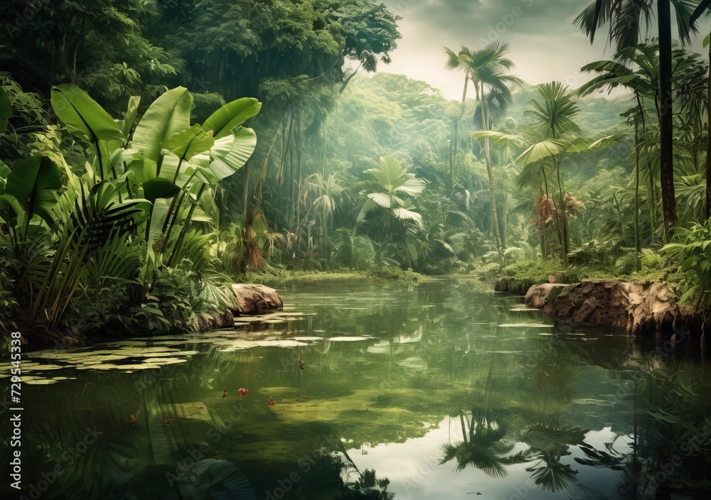 Peaceful Estuary Enclosed by Dense, Green Canopy Peaceful Estuary Enclosed by Dense, Green Canopy