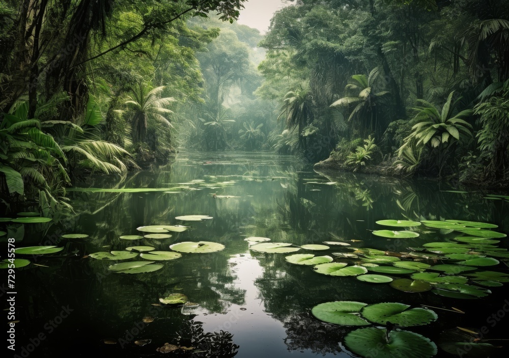 Peaceful Cove Amidst Abundant Tropical Flora