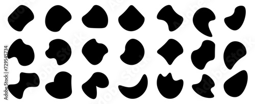 Blob shape organic, vector illustration set. Collection from abstract forms for design and paint. Liquid silhouette drop in modern style.