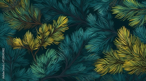 seamless background with coniferous branches pattern  coniferous  fir  