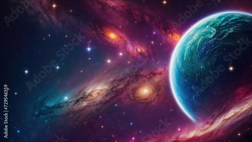 Awesome abstract illustration of the cosmos on the theme of the origin of life in the universe