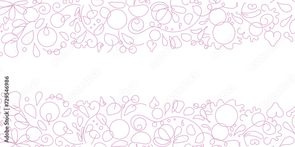 cornice floreale astratta, disegno lineare rosa