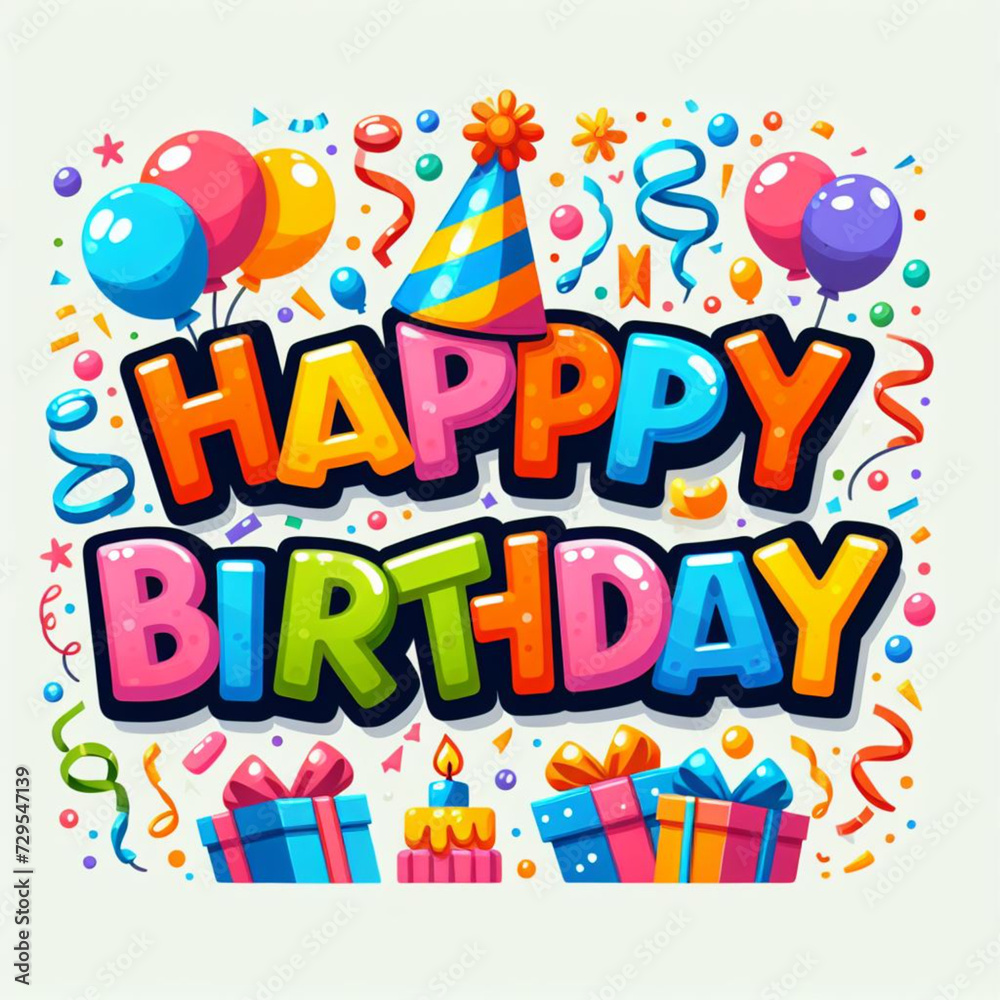 Fototapeta premium happy birthday birthday happy card party balloon colorful cake 