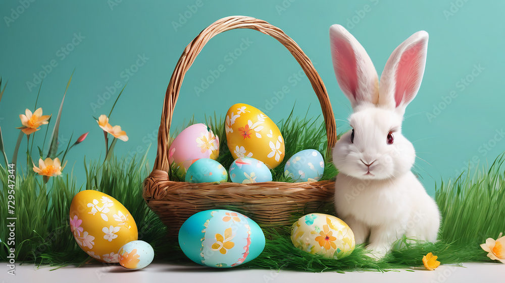 Easter bunny and easter eggs Easter bunny and easter eggs