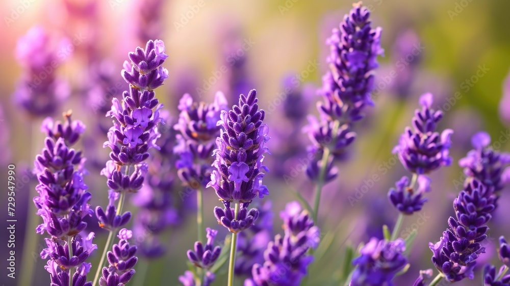 Fototapeta premium Vibrant lavender flowers flourishing in a sun-kissed field
