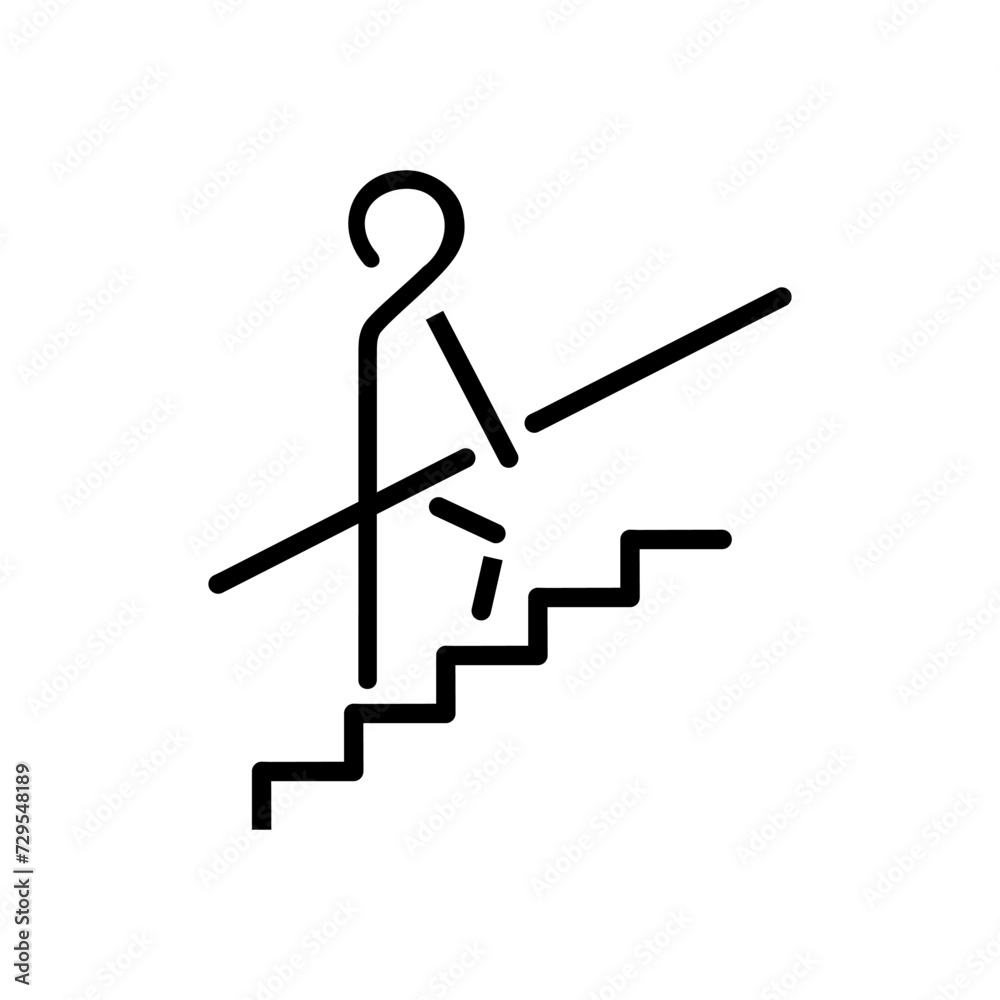 Symbol of a person walking up the stairs Symbol of a person walking up the stairs
