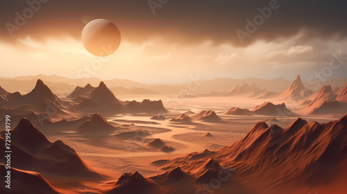 Desert landscape, sand dunes with wavy pattern