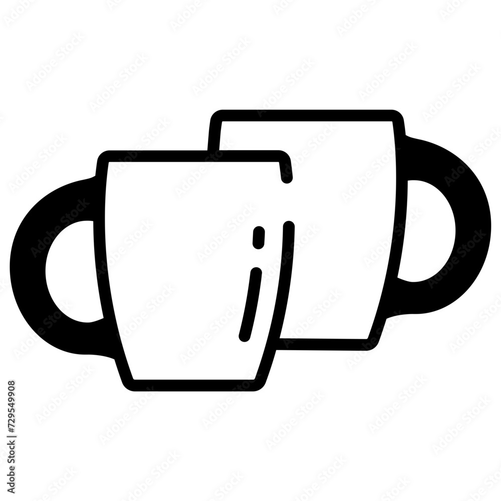 Coffee mug glyph and line vector illustration