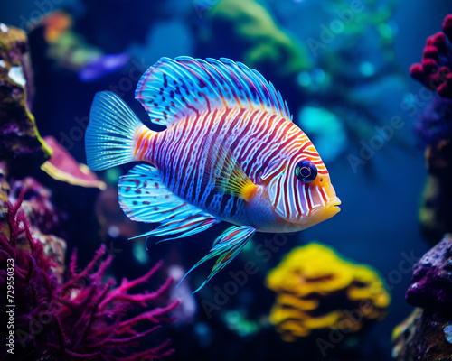 Colorful tropical fish in the aquarium background © patternforstock