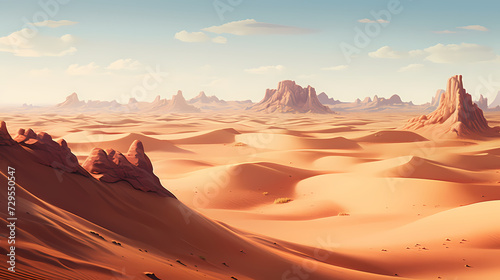 Desert landscape  sand dunes with wavy pattern