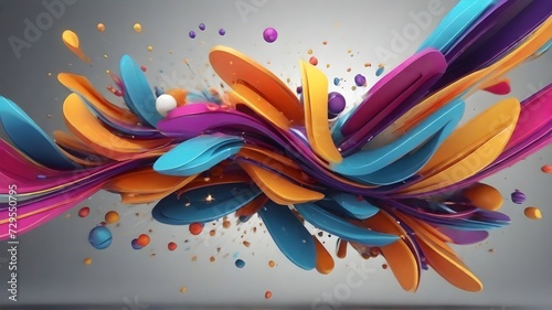 3d rendering of abstract background with colorful paint splashes and drops