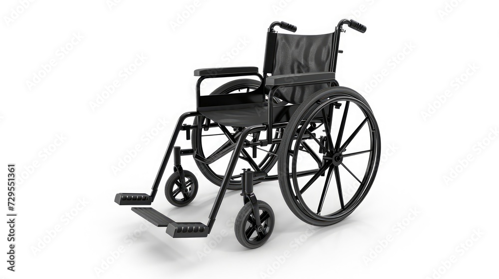 Modern Black Wheelchair Isolated on a White Background: An Emblem of Mobility and Independence