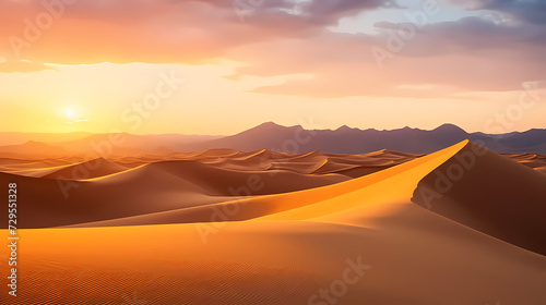 Desert landscape, sand dunes with wavy pattern © Derby