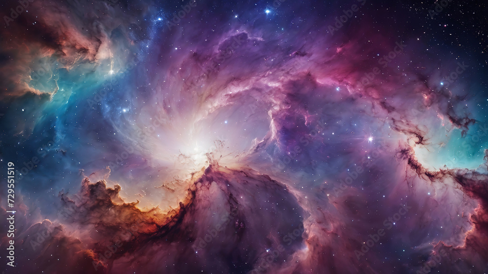 Obraz premium Bright Colorful space galaxy cloud nebula, Stary night cosmos,Universe science astronomy