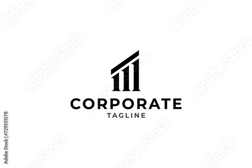 column pillar icon flat vector logo design template