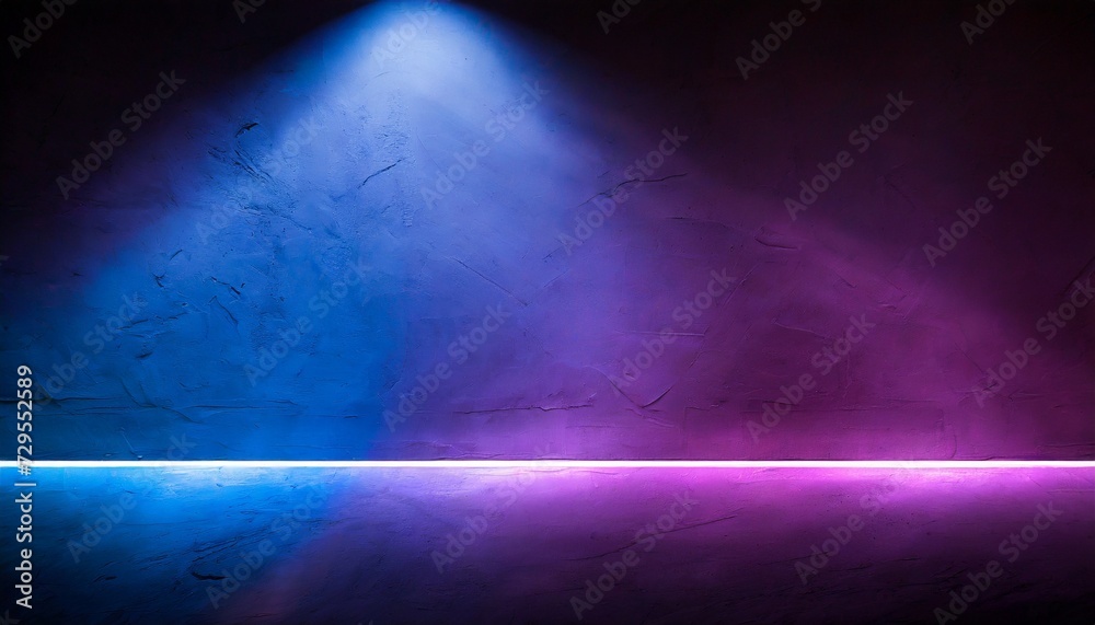 cement wall with neon light on dark background
