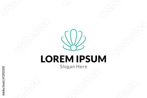 seashell with pearl outline icon logo design