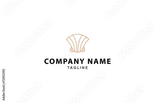 luxury pearl shell logo design vector line art template