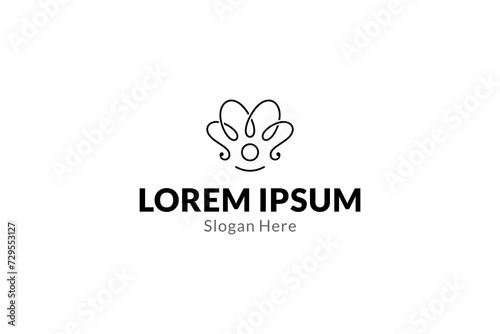 seashell with pearl outline linear icon logo design