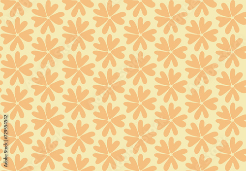 Floral seamless Pattern. Orange abstract Flowers on yellow. Spring summer cute simple flower background. Ornament for wallpaper, cover, fabric print
