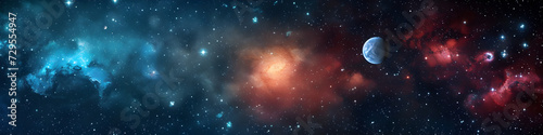 Space banner or landing page for a site. Astrology, science fiction or science class. Horizontal