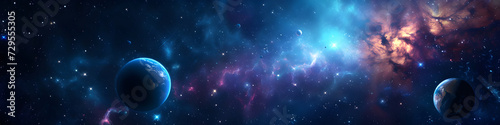 Space banner or landing page for a site. Astrology  science fiction or science class. Horizontal