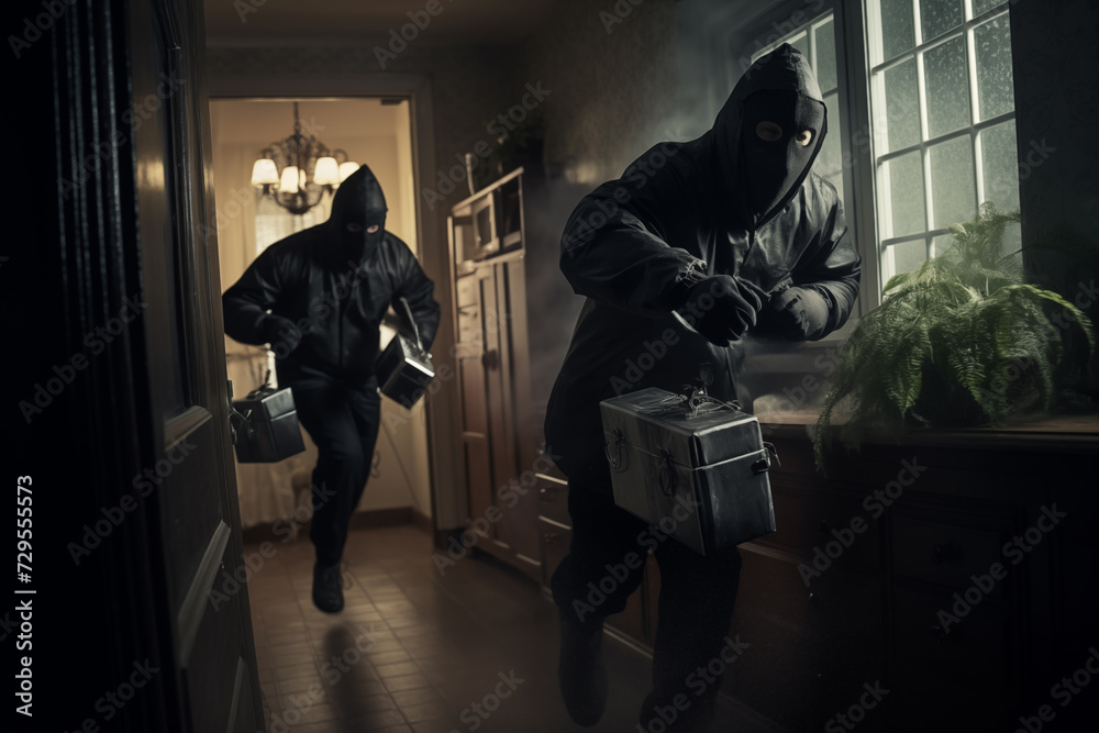 Burglars stealing inside house