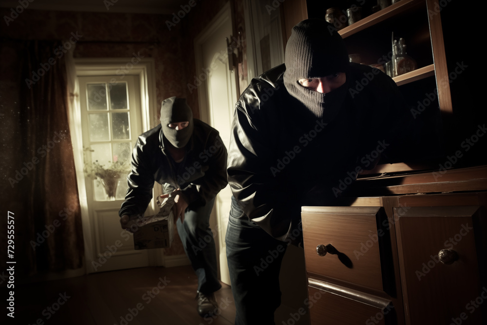 Burglars stealing inside house