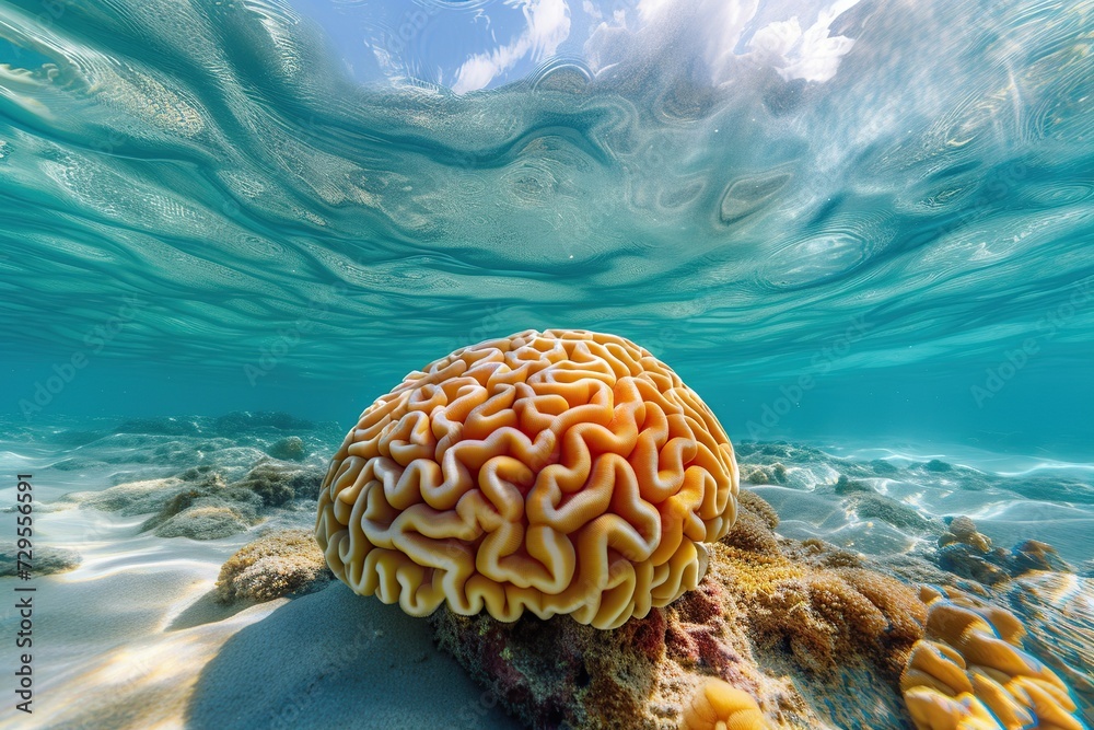Big brain coral in clean underwater ocean Big brain coral in clean underwater ocean