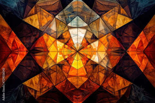 symphony of geometric patterns emerges from the depths of darkness.