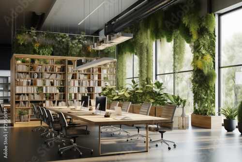 Office interiror with flora and fauna or vertical garden © Steam visuals