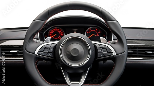 A photo of a Car Steering Wheel and Dashboard © Xfinity Stock