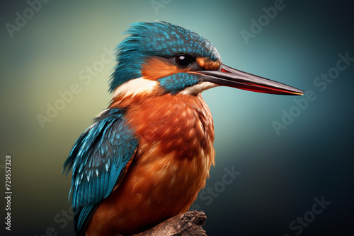 Portrait of a Kingfisher bird in his natural habitat