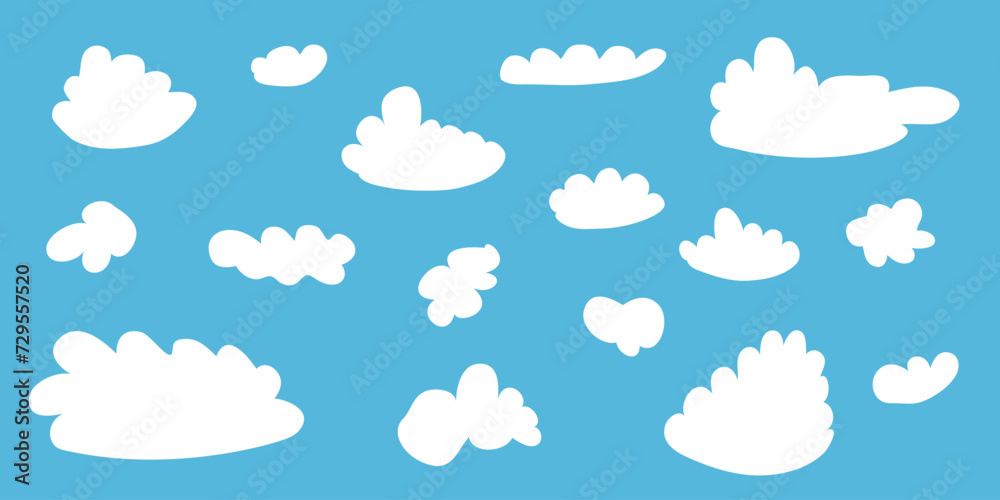 Set of clouds. Vector white clouds. Isolated vector. Set of clouds. Vector white clouds. Isolated vector.