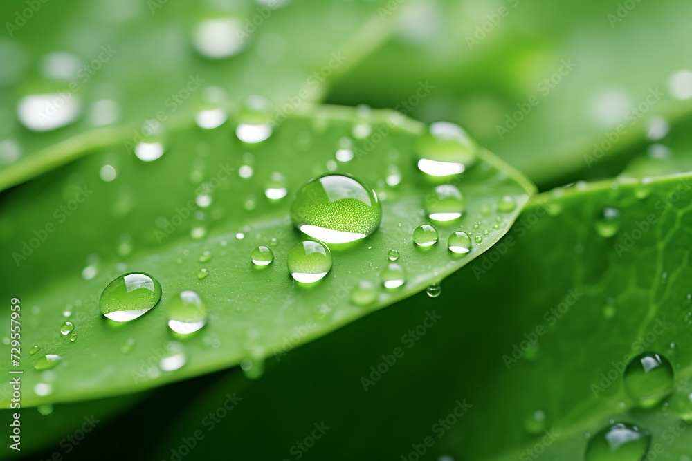 Big water drop Water on green leaf. Beautiful leaf with drops of water. Environment Concept. Photo of rain drops falling from a leaf. Long wide banner. Copy space for your design. Big water drop Water on green leaf. Beautiful leaf with drops of water. Environment Concept. Photo of rain drops falling from a leaf. Long wide banner. Copy space for your design.