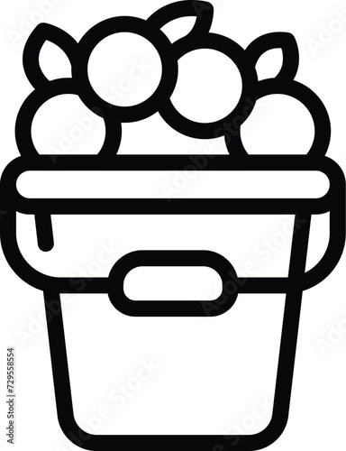 Full bucket of fruits icon outline vector. Garden fruit land. Smart work