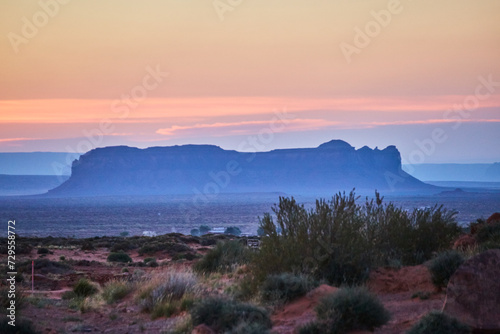 Twilight Serenity in Desert Landscape with Mesas, Arizona