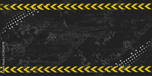Yellow Stripped Rectangle on dark gray background. Blank Warning Sign and text space. Warning Background. Danger caution grunge tape. Vector illustration for your design. EPS10.